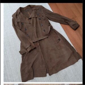 Theory brown suede trench coat